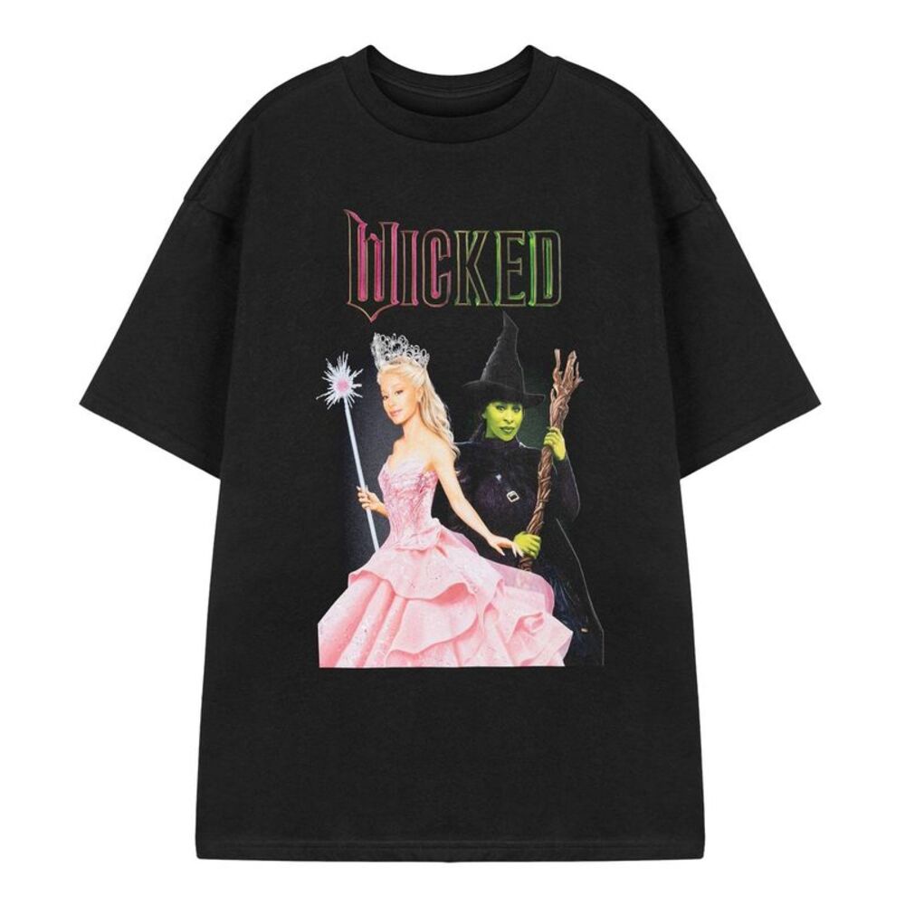 Wicked Womens/Ladies Elphaba and Glinda Short-Sleeved T-Shirt / Black